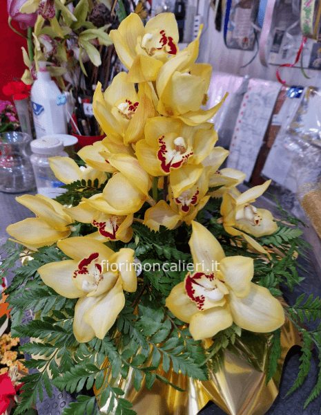 Composizione orchidee colore secondo la disponibilità
