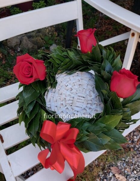 Coroncina laurea con rose rosse