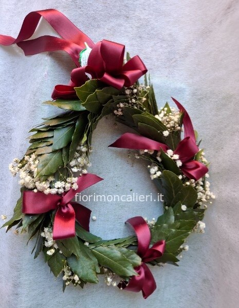 Corona laurea con gipsofila 