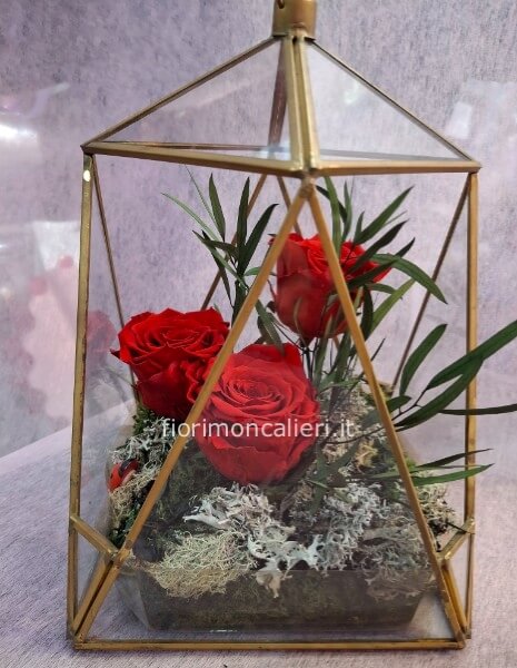 Rose stabilizzate in vetro
