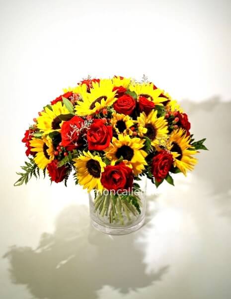 mazzo misto SOLE MIO rose e girasoli